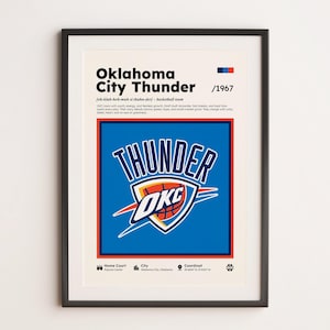 Oklahoma City Thunder Poster, Basketball Poster, NBA Basketball Print, Oklahoma Wall Art, OKC Thunder Poster, NBA Poster Printable.