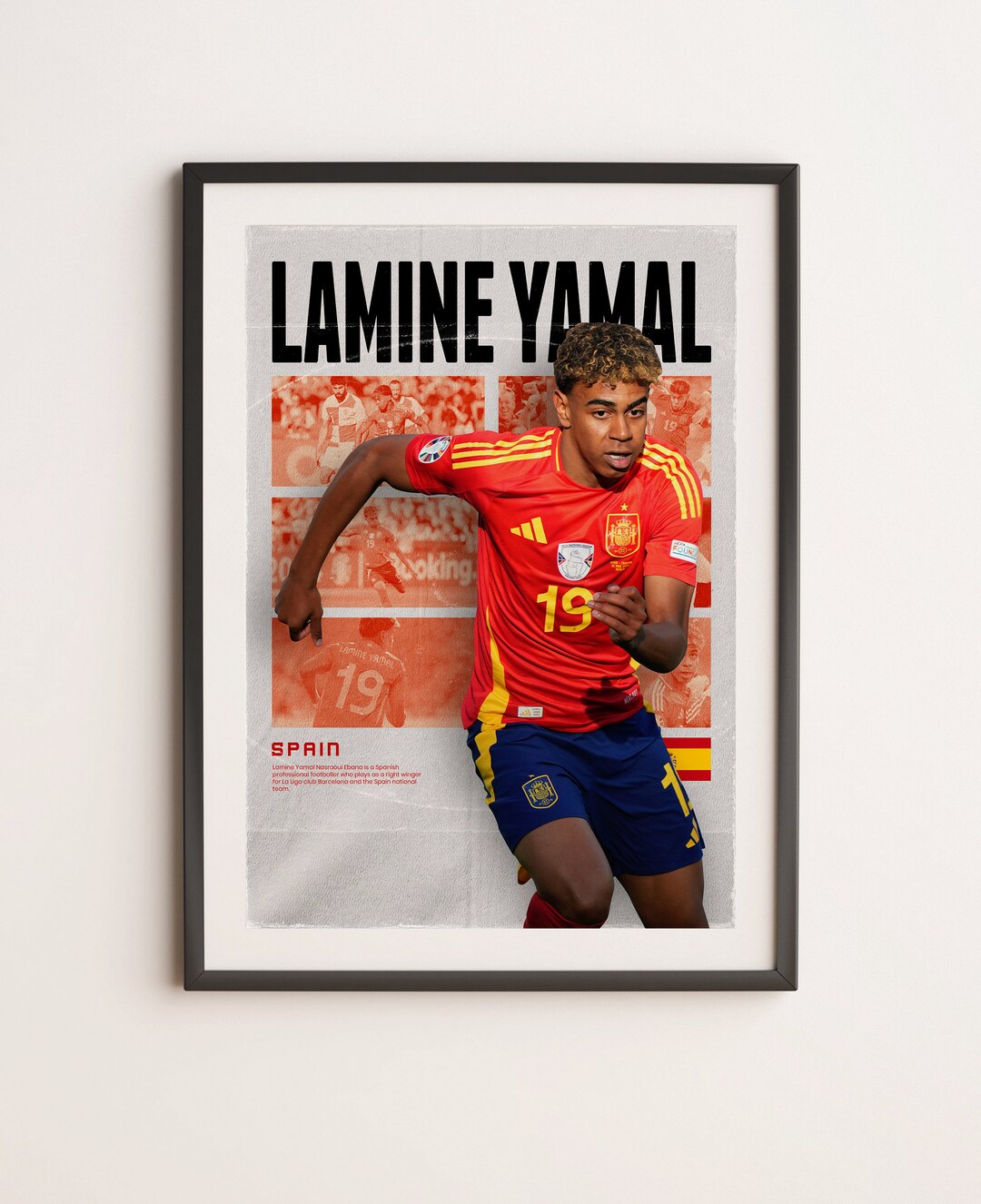 Lamine Yamal Spain, Printable A3 Sport Wall Art, Gift for Boy, Poster
