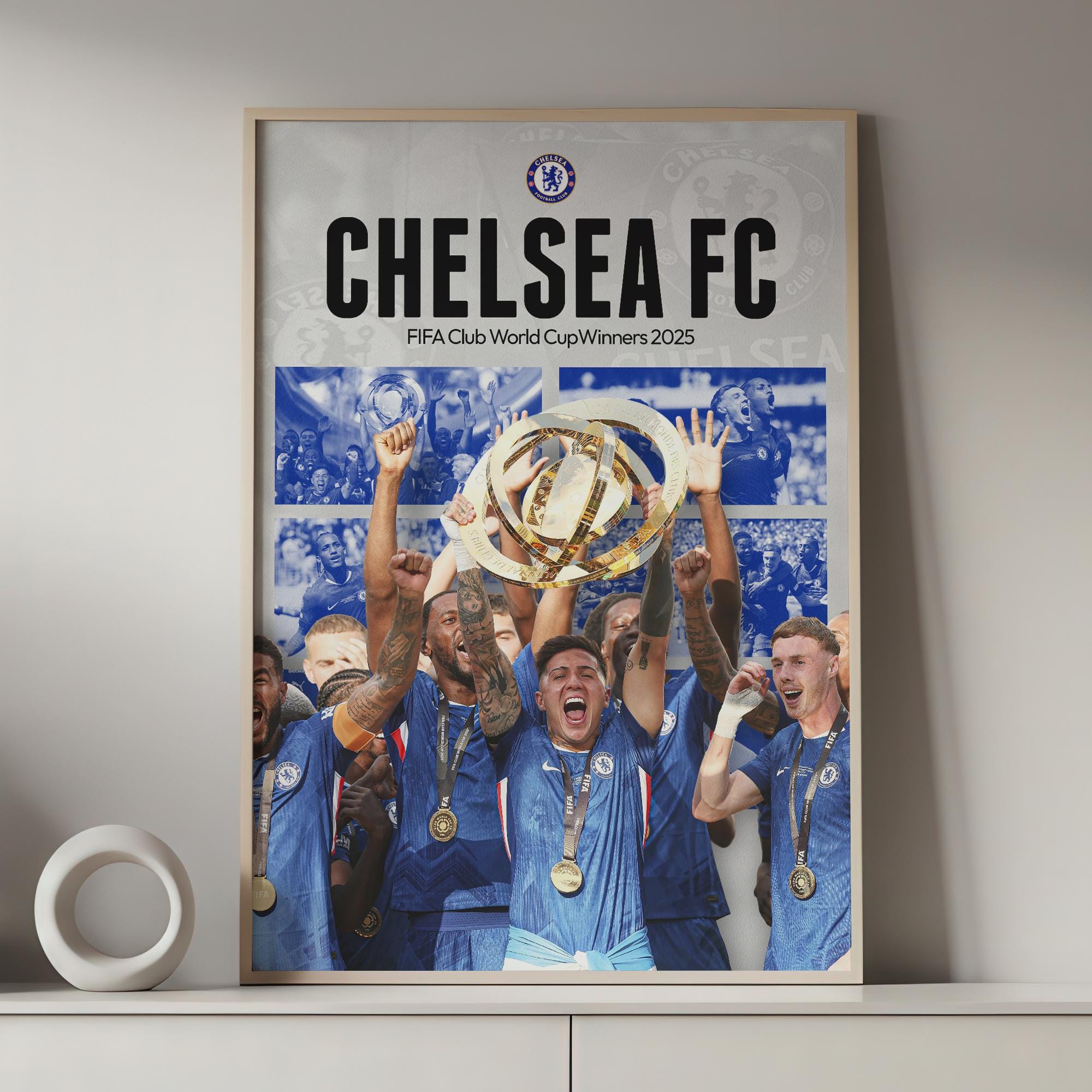 Chelsea Poster Club, Zwycięzca Klubu Świata 2025, Drukowana grafika ścienna A3 o tematyce sportowej, Plakat Chelsea, Plakat z prezentami Chelsea, Grafika ścienna o tematyce piłkarskiej, Sztuka Chelsea.