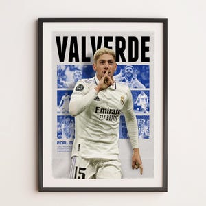Federico Valverde Real Madrid, Arte mural deportivo imprimible A3, Regalo para niño, Póster A3, Póster de regalo del Real Madrid, Arte mural de fútbol, Póster de fútbol