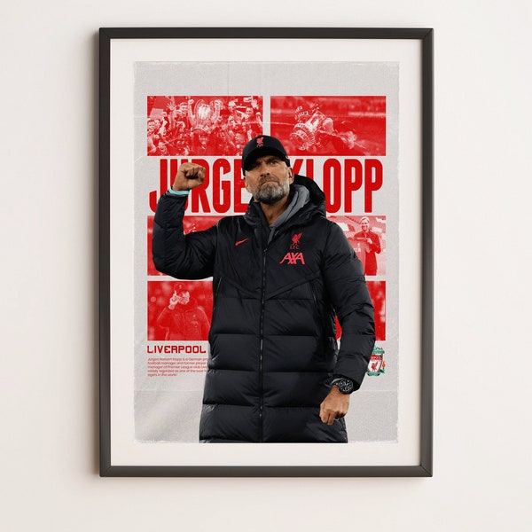 Jurgen Klopp Liverpool, Printable A3 Sport Wall Art, Gift For Boy, Poster A3, Liverpool Gifts Poster