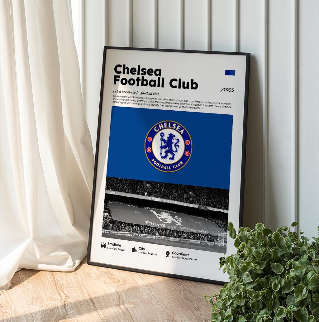 Chelsea Poster, Chelsea Wall Art Print, Printable A3 Sport Wall Art ...