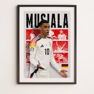 Jamal Musiala Germany Euro 2024, Printable A3 Sport Wall Art, Gift For Boy, Poster A3, Deutscher Poster, Soccer Print.