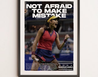 Emma raducanu sport wall art, sport wall decor, tennis player poster, tennis art print