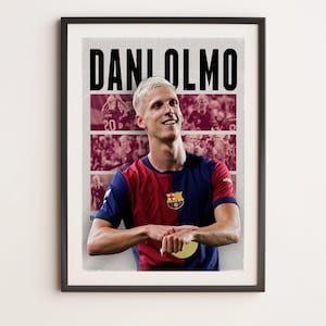 Dani Olmo Barcelona, Printable A3 Sport Wall Art, Gift For Boy, Poster A3, Euro 2024, Soccer Print, Barcelona Poster.
