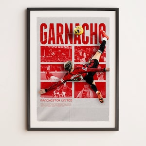 Alejandro Ganarcho Poster, Manchester United, Printable A3 Sport Wall Art, Gift For Boy, Poster A3, Man United Gifts.