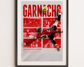 Alejandro Ganarcho Poster, Manchester United, Printable A3 Sport Wall Art, Gift For Boy, Poster A3, Man United Gifts.