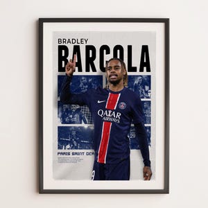 Bradley Barcola Paris Saint German, Printable A3 Sport Wall Art, Gift For Boy, PSG Gifts Poster, Soccer Wall Art, Football Poster, French