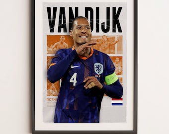 Virgil Van Dijk Netherlands, Euro 2024, Printable A3 Sport Wall Art, Gift For Boy, Poster A3, Oranje Holland Gifts  Poster, Soccer Print.