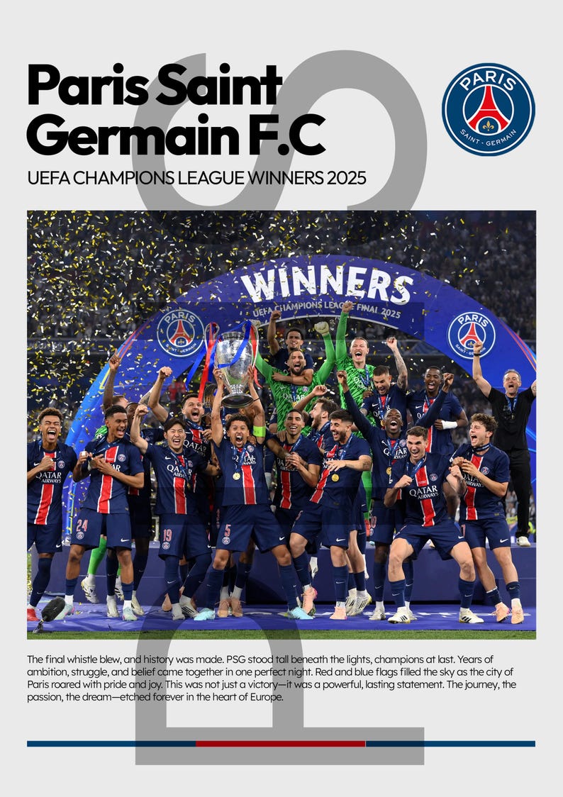 Poster de la victoire du Paris Saint-Germain - PSG vs Inter Milan 2025 (V2