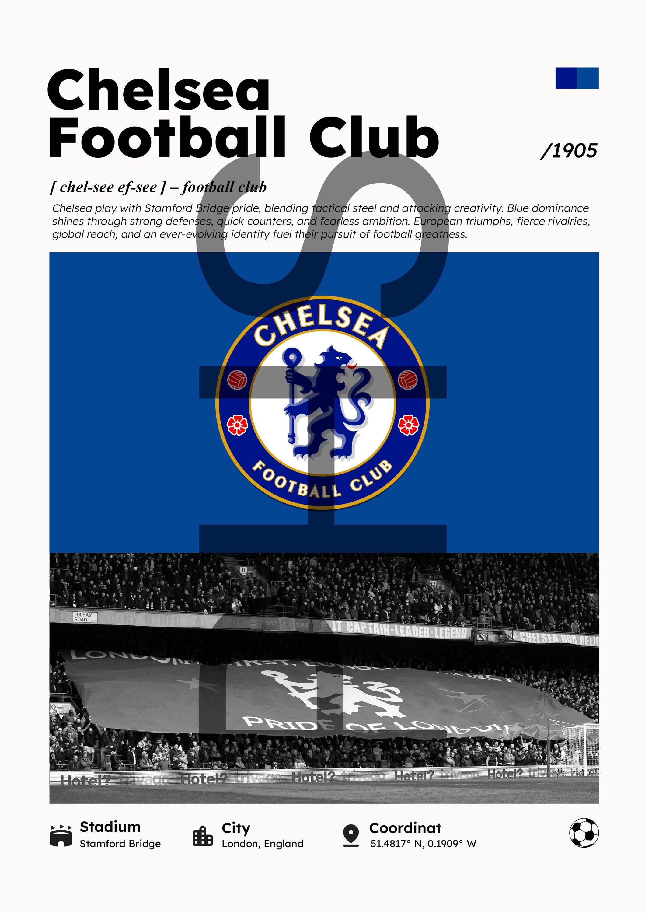 Chelsea Poster, Chelsea Wall Art Print, Printable A3 Sport Wall Art ...