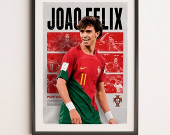 Joao Felix Portugal, Printable A3 Sport Wall Art, Gift For Boy, Poster A3, Euro 2024, Soccer Print.