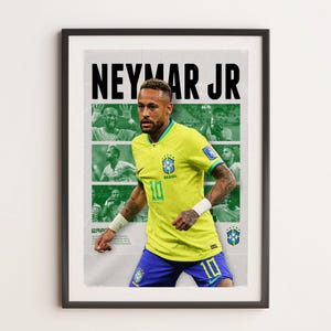 Neymar Jr Poster Brazil, Printable A3 Sport Wall Art, Gift For Boy, Poster A3, Brazil Poster, Soccer Print, Football Poster, Soccer Wall Art
