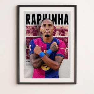 Raphinha Lamine Yamal Barcelona, Printable A3 Sport Wall Art, Gift For Boy, Poster A3, Euro 2024, Soccer Print, Barcelona Poster.
