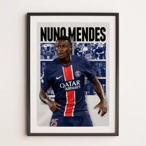Nuno Mendes Paris Saint German, Printable A3 Sport Wall Art, Gift For Boy, PSG Gifts Poster, Soccer Wall Art, Football Poster, PSG Poster.