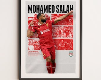 Mohamed Salah Liverpool, Printable A3 Sport Wall Art, Gift For Boy, Poster A3, Liverpool Gifts  Poster, Soccer Print, YNWA, Premiere League.