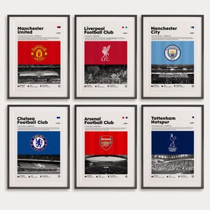 Manchester United Poster, Chelsea, Arsenal, Man City, Tottenham Hotspurs, Liverpool Poster, Premiere League Poster Decor, Premiere Wall Art.