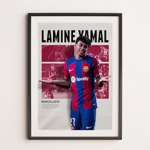 Lamine Yamal Barcelona, Printable A3 Sport Wall Art, Gift For Boy, Poster A3, Euro 2024, Soccer Print, Barcelona Poster.