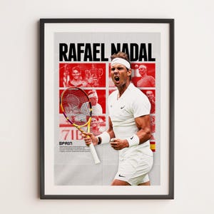 Rafael Nadal, Rafael Nadal Tennis Poster, Tennis wall art, sports wall decor, tennis player poster, tennis art printable, Tennis Gifts A3