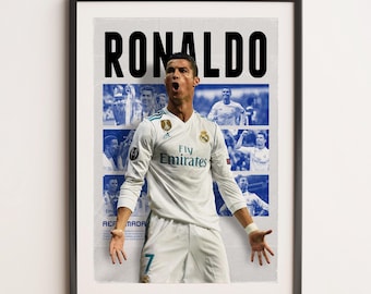 Cristiano Ronaldo Real Madrid, Printable A3 Sport Wall Art, Gift Boy, Poster A3, Real Madrid Gift Poster, Soccer Wall Art, Football Poster