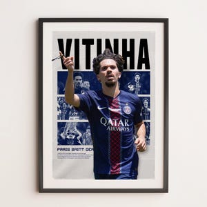 Vitinha Poster, PSG Poster. Printable A3 Sport Wall Art, Paris Saint Germain Poster, PSG Gifts Poster, Soccer Wall Art, Football Poster.