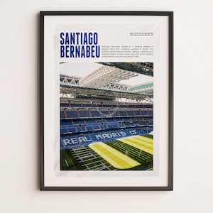 Santiago Bernabeu Real Madrid, Arte de pared deportivo A3 imprimible, Regalo para niño, Póster A3, Póster de regalos del Real Madrid, Impresión de fútbol.