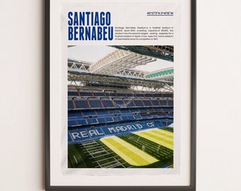 Santiago Bernabeu Real Madrid, Printable A3 Sport Wall Art, Gift For Boy, Poster A3, Real Madrid Gifts  Poster, Soccer Print.