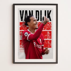 Virgil Van Dijk Liverpool, Printable A3 Sport Wall Art, Gift For Boy, Poster A3, Liverpool Gifts  Poster, Soccer Print,YNWA, Premiere League