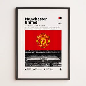 Manchester United Poster, Manchester United Wall Art Printable A3 Sport Wall Art, Gift For Boy, Man United Gifts, Old Trafford Wall Art.