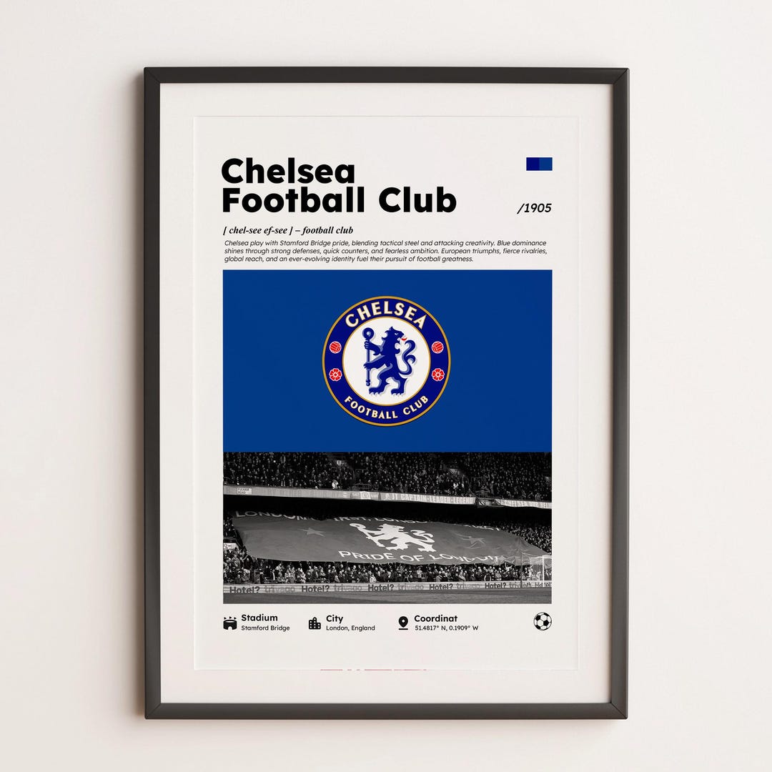 Chelsea Poster, Chelsea Wall Art Print, Printable A3 Sport Wall Art ...