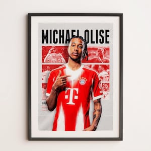 Olise Bayern Munich Poster, Printable A3 Sport Wall Art, Gift For Boy, Poster A3, Bayern Munich Gifts Poster, Bundesliga, Soccer Print.