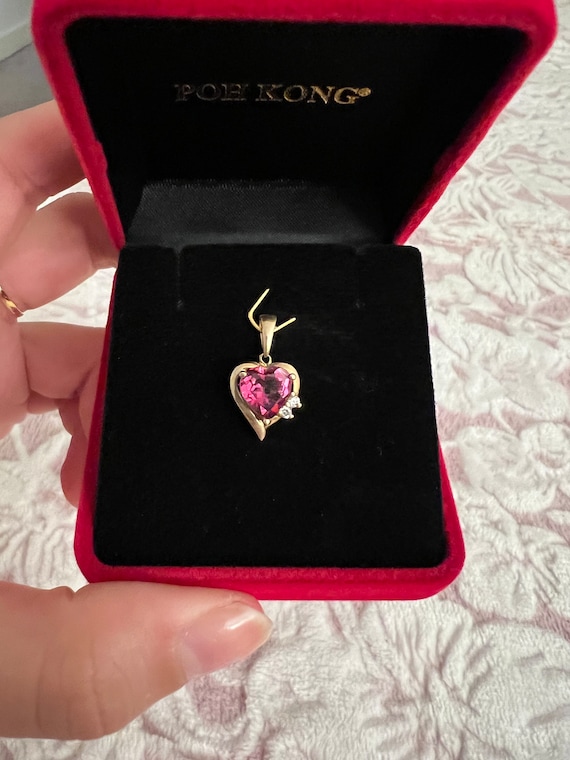 10k Pink Heart Pendant - image 2