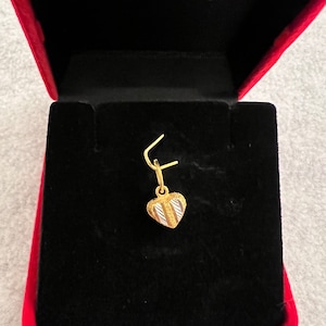 Striped 22k Gold Heart Pendant