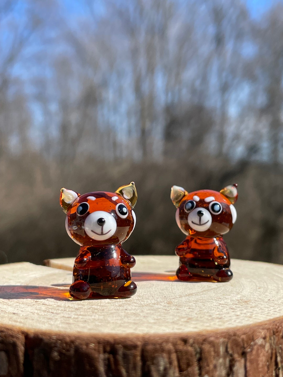 Mini Raccoon Handmade Glass Raccoon Miniature Micro Art Glass Animals Tiny Ranccoon ...