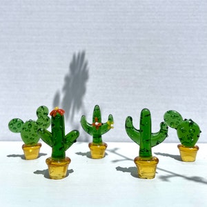 Handmade mini glass cactus flower Glass Cactus, handmade glass potted plants, mini glass succulent, fused glass succulent, cactus lovers