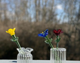 ガラスの花束 - ミニフラワーフィギュア、ガラス製アート作品テーブル