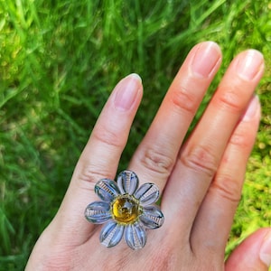 Blume Ring, Angst Spinner Ring, Spinner Blume Glas Ring, Blume Spinner Ring, Angst Ring, Anti Stress Ring, Stress Relief Ring