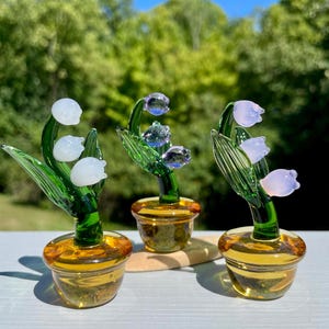 Blown Glass Lily of the Valley Flower: Handmade Miniature Plant