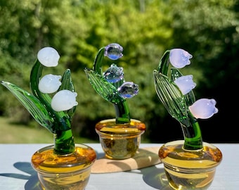 Blown Glass Lily of the Valley Flower: Handmade Miniature Plant
