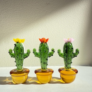 Glass Cactus, handmade glass potted plants, mini glass succulent, fused glass succulent, cactus lovers,artificial plant, home decor