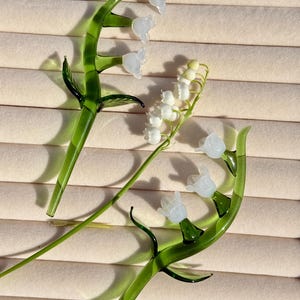 Blown Glass Lily of the Valley Flowers: Handmade Miniature Plant