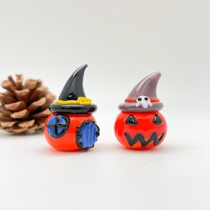 Casa de abóbora assustadora feita à mão: decoração em miniatura para jardim de fadas de Halloween