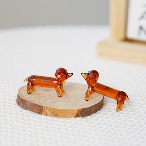 Mini dog glass figurines, Dachshund Dog Glass sculpture , Blown Glass Dog, Tiny Dachshund Miniature Sculpture,Gift for dog lovers, art glass