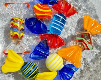 Handmade Glass Candy Figurines - 6pc Set - Miniature Home Decor