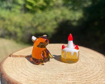 Capybara Glass Figurine, Cute Rodent Animal, Murano Glass, Blown