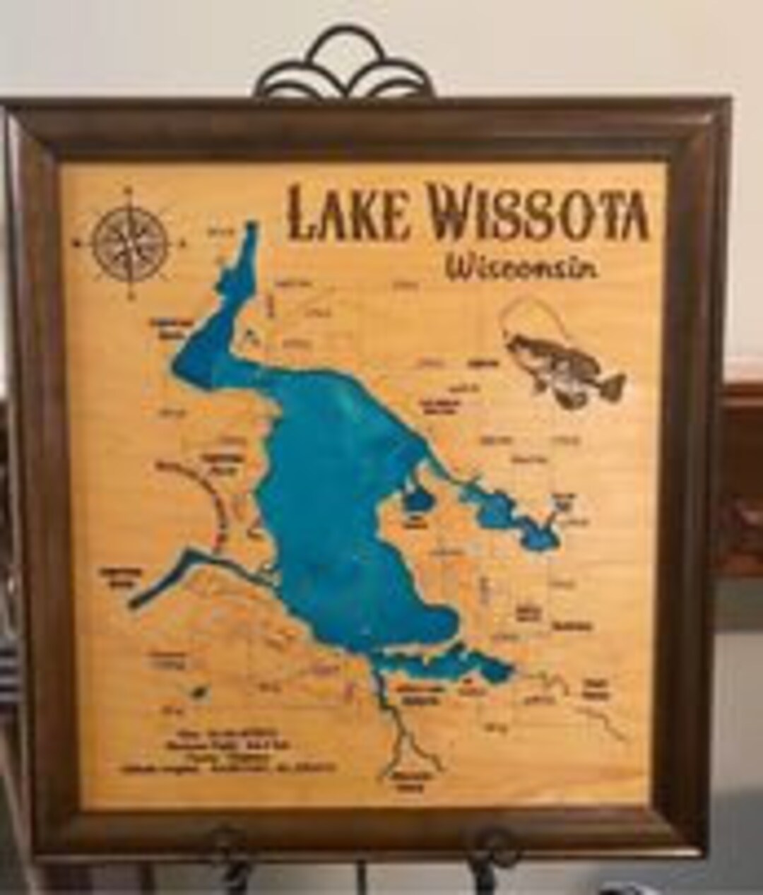 Lake Wissota Wisconsin Wood Lake Map With Frame - Etsy
