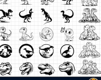 Raptoren SVG Png-Bundle, Raptor SVG, Baby Raptor Familie SVG, Dinosaurier geschnitten, Raptor Kopf geschnitten Datei Silhouette, Raptor Clipart Print