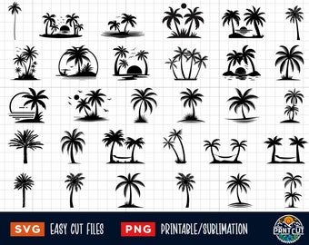 30 Palm Tree SVG Bundle, Palm Tree Svg, Palm Tree Png, Palm Tree Sunset Svg, Palm Tree Cut File, Palm Tree Silhouette, Beach Palm Svg Png