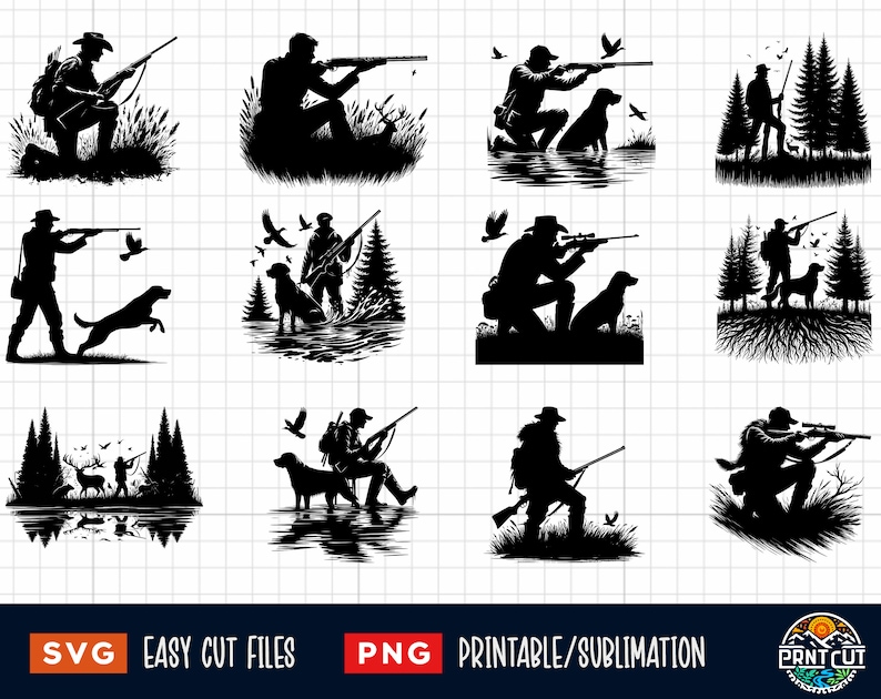 30 Hunter Scene SVG, Hunting Svg, Hunting Clipart,hunting Png, Hunter ...