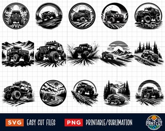 15 OFFROAD Svg Png, Offroad Vehicle Svg, Offroad Clipart Png, Adventure Svg, Off Road Svg Cut files, Camping svg, Hiking svg, Mountains Svg